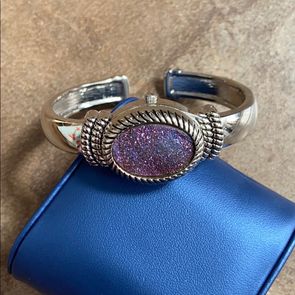 Gem Essence Real Drusy Hidden Bangle Watch